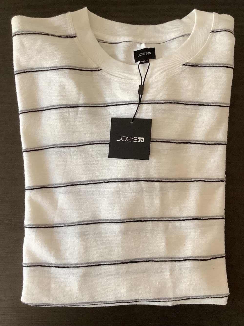 Joe's Jeans Crew Neck Waffle Knit Long Sleeve Shirt Mens X-large White Stripe